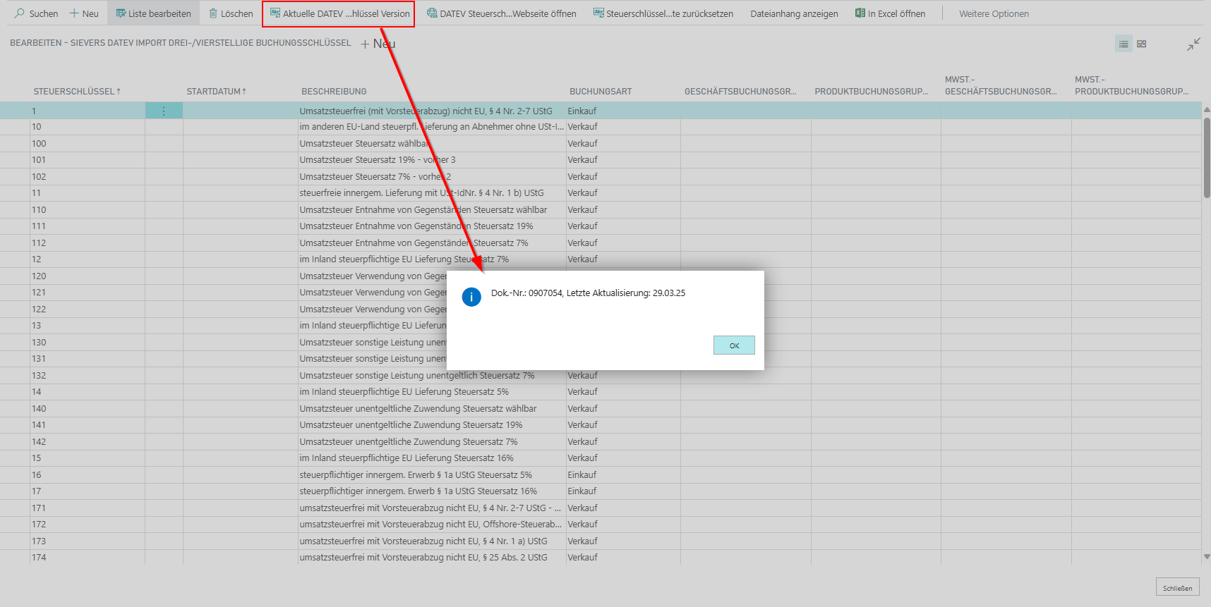 Drei-/viertellige Buchungsschlüssel
