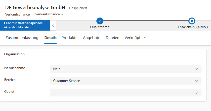 Territory Management in der Verkaufschance