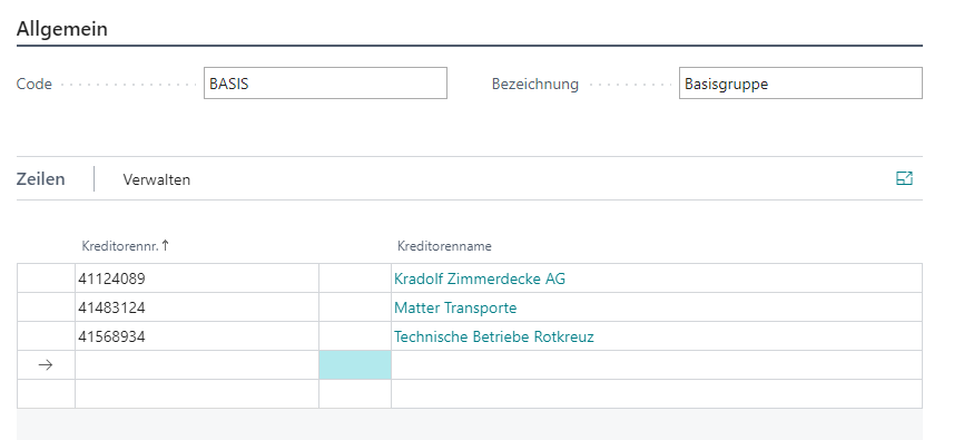 Ergebnis der Filterung nach schweizer Kreditoren