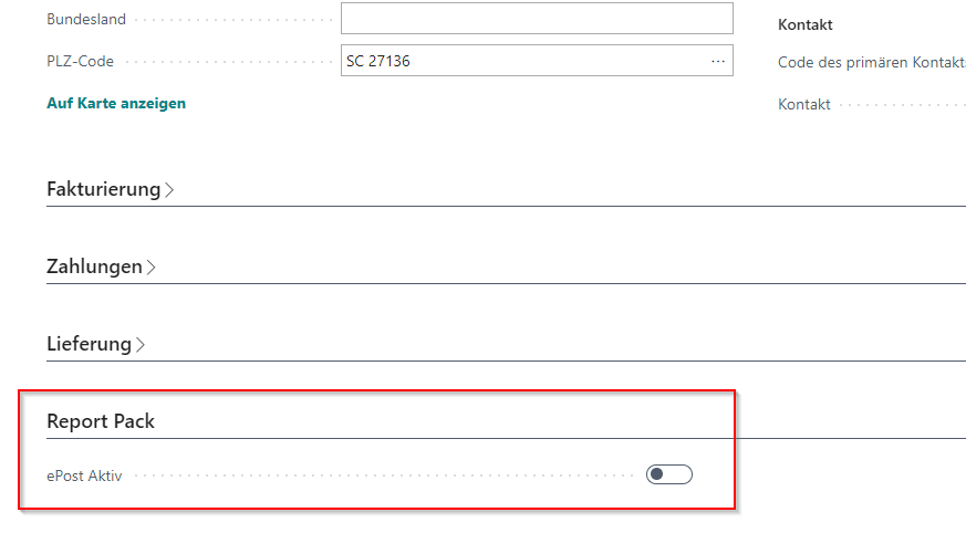 Die Option auf der Kreditorenkarte