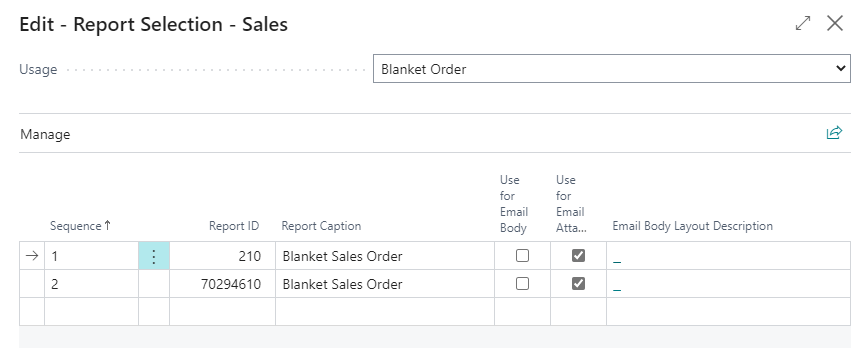 Report Selection Sales