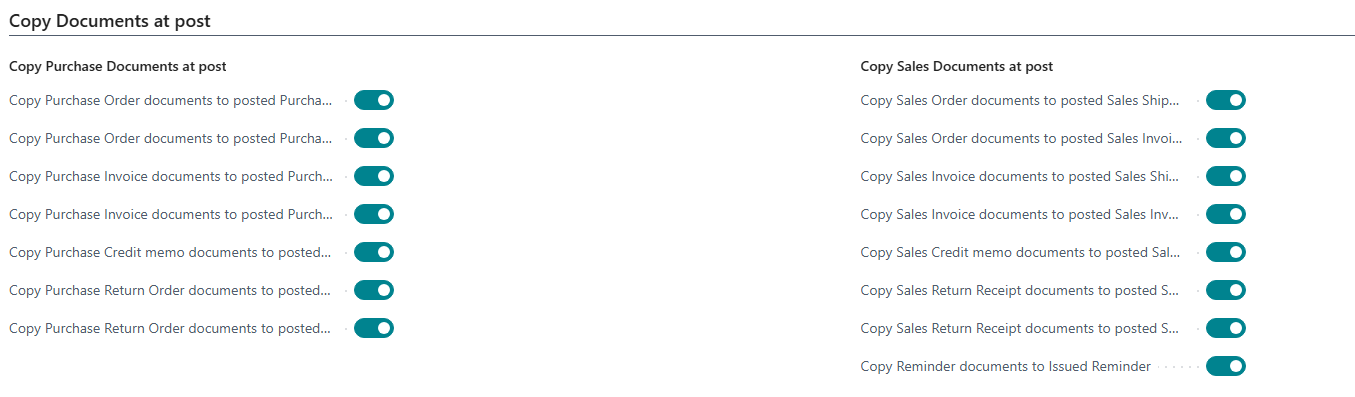 Copying documents when posting