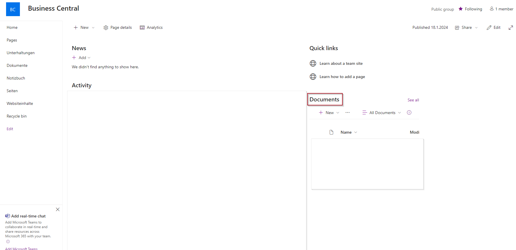 SharePoint Site Home
