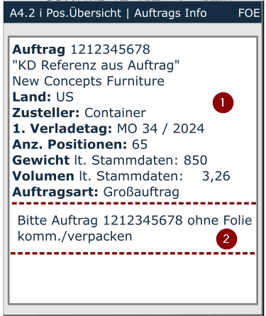Beispielsweise so (2) kann dieser Hinweistext auf dem MDE aussehen.