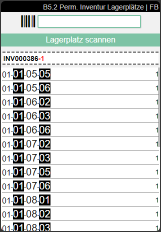 Das sind die Lagerplätze des Inventurvorgangs.