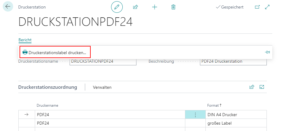 Hier können Sie das Etikett drucken