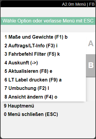 Beispiel: So sieht das Menü von A2.2 aus.