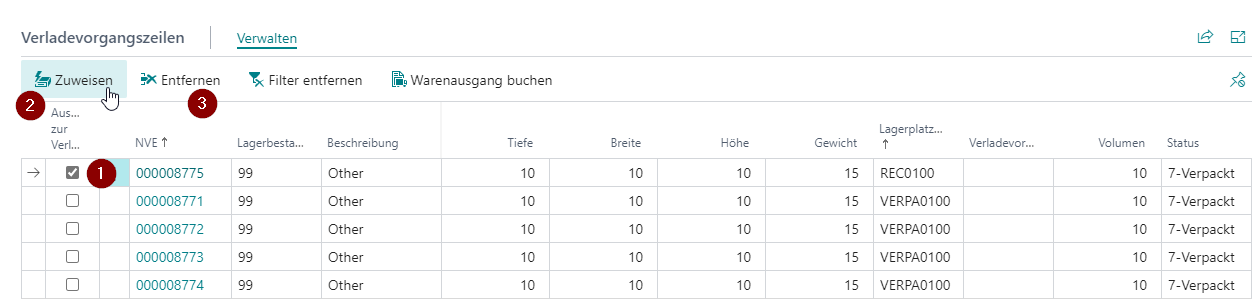 Verladenen Ladungsträger zuweisen