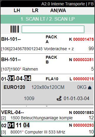 This screenshot shows the number of the source document and the departure location in the gray section additional information.