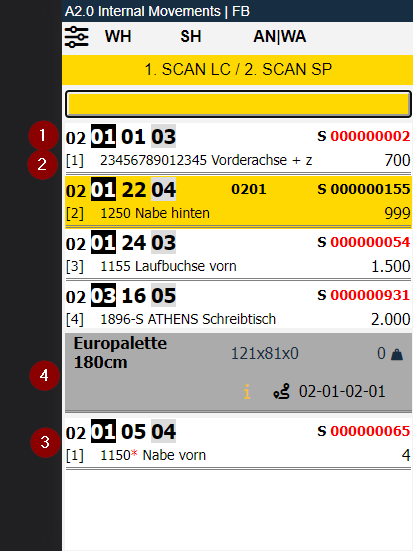 Open transport jobs with a job selected below