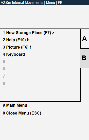 B-Menu of A2 internal transports