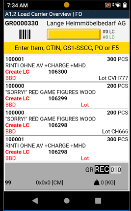 Load carrier has been removed from the line