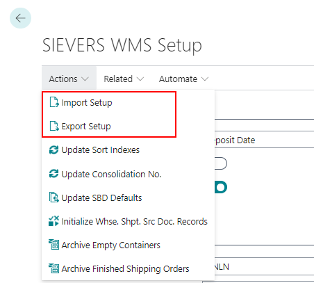 Open the export and import windows here.