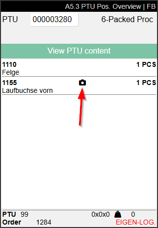 The camera symbol shows that there is a picture saved for the item