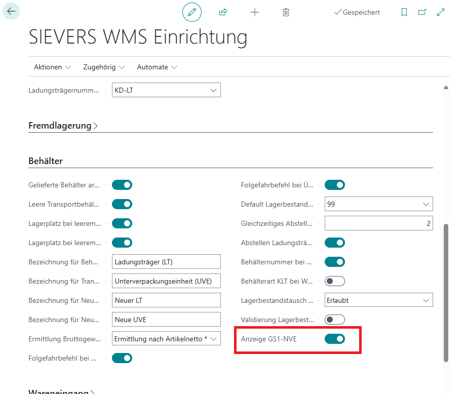 Das Einrichtungsfeld