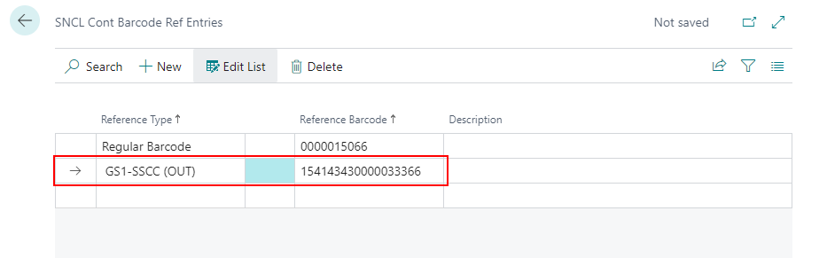 Barcode number in the Load Carrier Barcode References