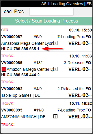 Load Carrier nos. and license plates will be displayed here